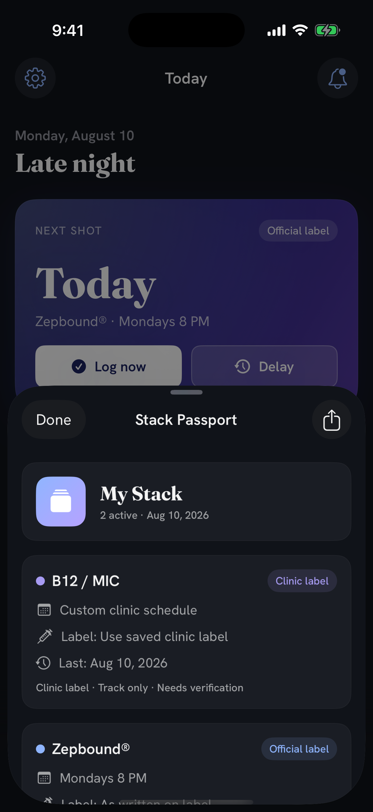 Vialie Reports and exports screen